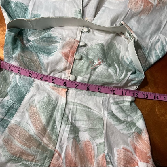 Vintage Pastel Floral Watercolor Shirt Waist belted dress size 3 Jodi Michaels - Picture 12 of 14
